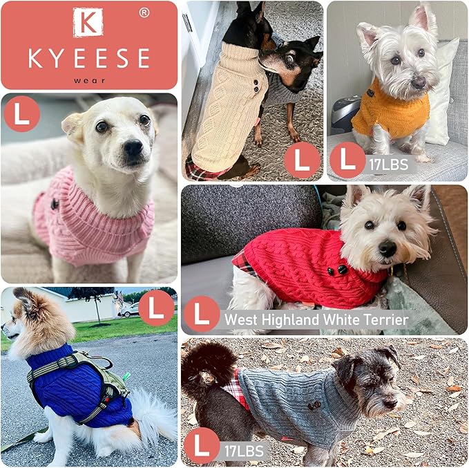 KYEESE Dog Sweater Warm Turtleneck Small Dogs Sweater Stretchy Comfy Pet Coat for Fall Winter Cold Weather Soft Pullover Dog Sweaters for Small Dogs Male