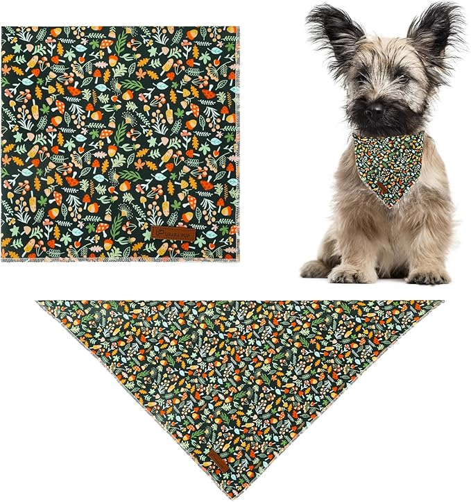 Fall Dog Bandana, UP URARA PUP Puppy Bandana for Small,Medium Dog, Comfortable Cotton Triangle Bid Scarf Dog, Pet Kerchief for Girl Boy Dogs or Cats, Fancy Fall Classic Dog Bid Scarf