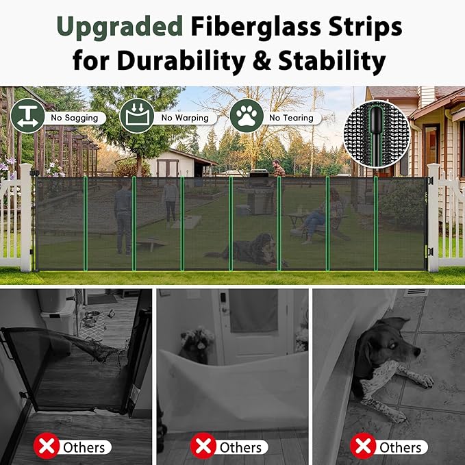 275" Extra Long Baby Gate Retractable Dog Gate, 23ft Retractable Baby Gates Extra Wide Driveway Gate, Reinforced 48" Extra Tall Pet Gate Outdoor Retractable Fence, Garage Gate Wide Dog Gate, Black