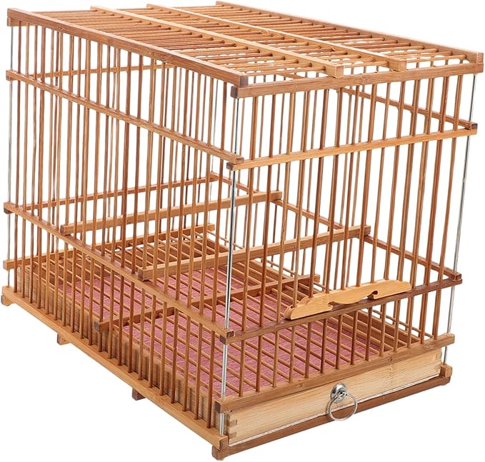 Toyvian Lightweight Bamboo Bird Cage for Small Birds Portable Woven Canary Carrier Handle for Indoor and Outdoor Travel Sturdy Design for Parakeets and Budgies
