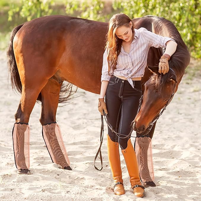 16 Pcs Fly Boots for Horses Mesh Ventilated Horse Leggings Breathable Horse Leg Wraps to Reduce Stomping Hoof Damage and Leg Fatigue, 4 Colors (Classic Color)