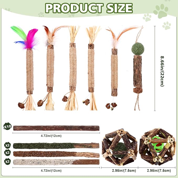 WOUSEDO 24 Pack Catnip Chew Toys with Silvervine Sticks for Cats - Image 6