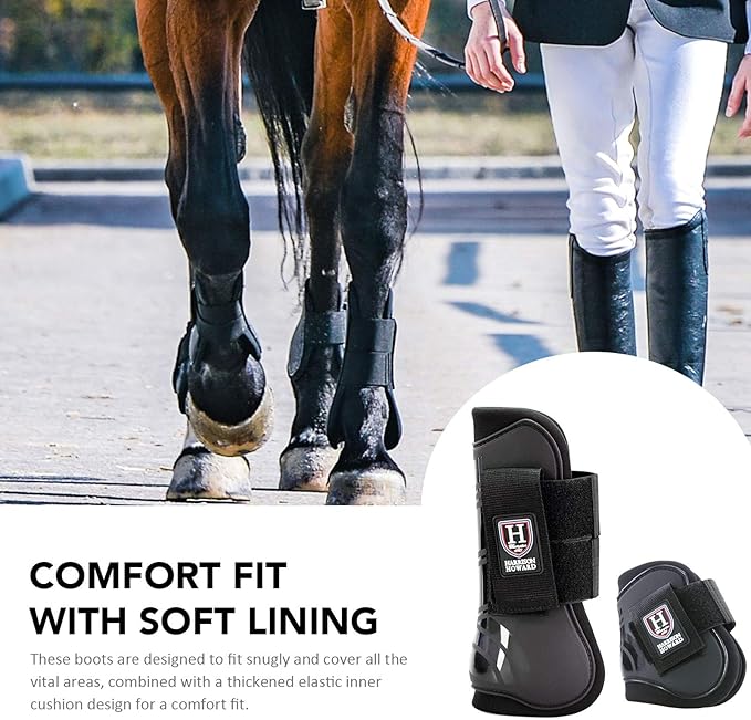 Harrison Howard Horse Tendon Boots Open Front/Fetlock Boot for Horse Protective Boots for Jumping, Trail Riding Set of 4
