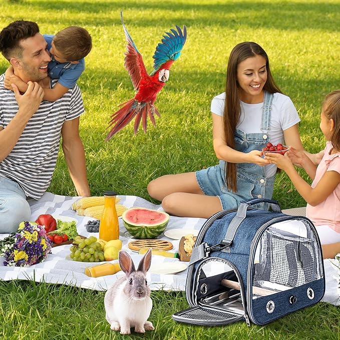 Bird Travel Cage - 33x24x26cm Small Parrot Bird Travel Cage, Lightweight Backpack for Parrot with Shoulder Strap | Portable Small Animal Carrier | Portable Birds Backpack for Budgies, Parakeets, Gent