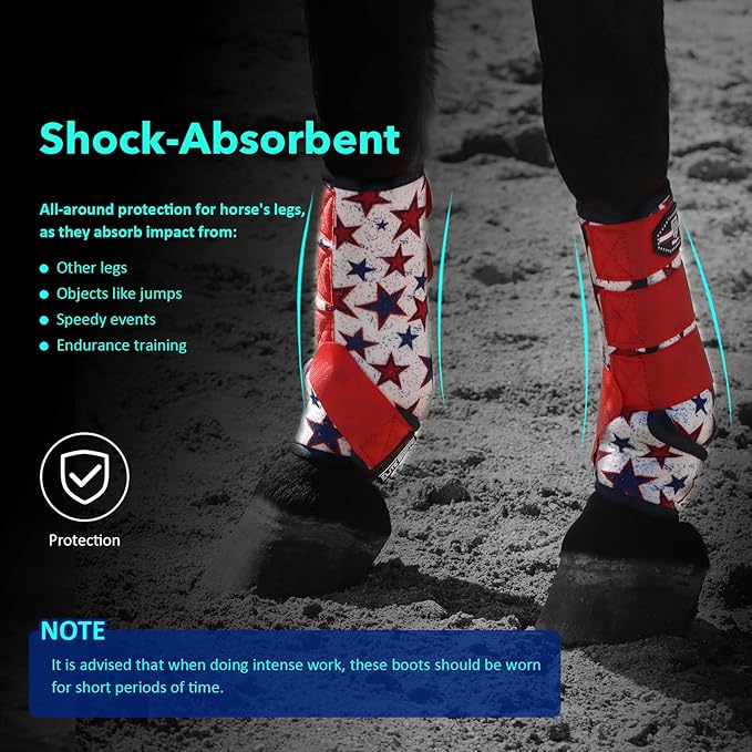 Harrison Howard Horse Sport Medicine Front Shock-Absorbing Boots All-Round Lower Limb Protection & Support Sport Boots Perfect for Endurance Training and Performance Pack of 2 Red Dream Star L