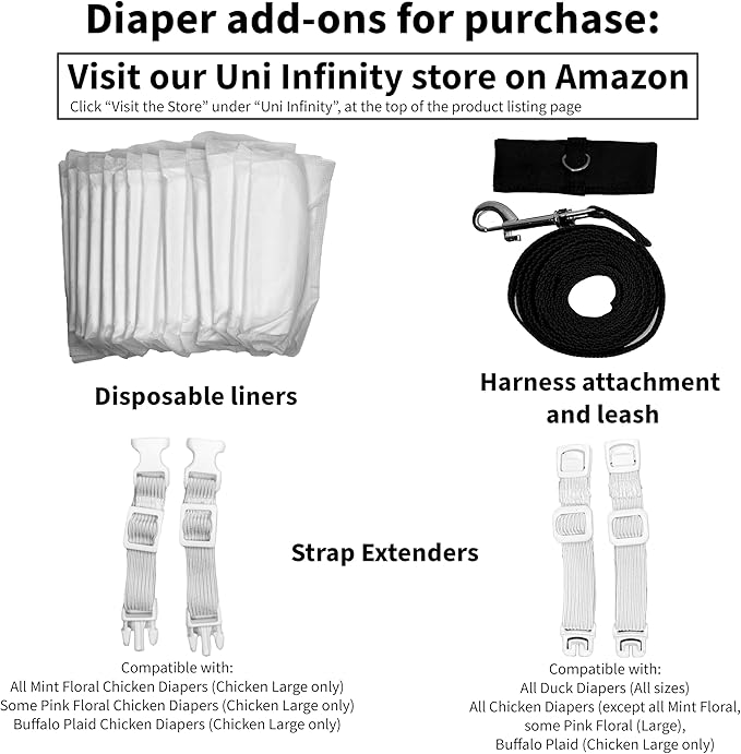Chicken Diapers Duck Diaper Diaperalls for Hens, Roosters, Ducks, Ducklings - Reusable, Adjustable by Uni Infinity (Buffalo Plaid, Duck Medium, 1, Count)