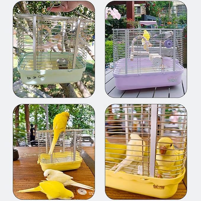 Bird Carrier Travel Cage Parakeet, Portable Outdoor Bird Cage Indoor Bird Aviary for Parrots, Canaries, Lovebirds, Quakers(Small(White))