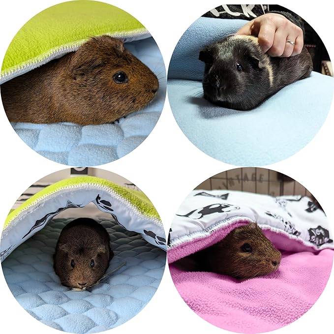 Fleece Playground for Guinea Pig and Rabbit - All in One, It's a Blanket, a Giant Tunnel, a House, a Cushion and a Bed - 55.1 x 27.6 in - Pink