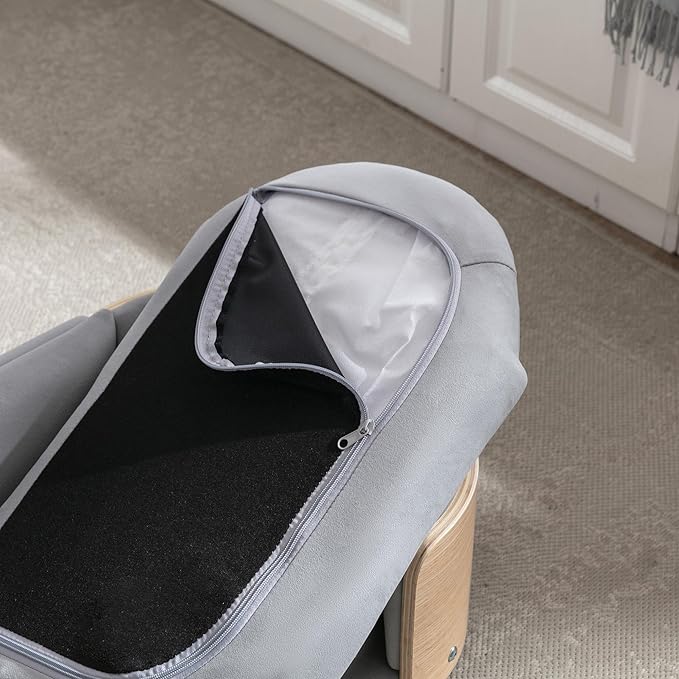 Elevated Dog Bed Pet Sofa with Solid Wood Legs and Bent Soft Backrest, Pet Cat Stool Bed with Velvet Cushion,for Small and Medium Size Dogs Kitten, Light Gray, Small Size