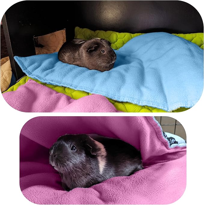 Fleece Playground for Guinea Pig and Rabbit - All in One, It's a Blanket, a Giant Tunnel, a House, a Cushion and a Bed - 23.6 x 19.7 in - Blue