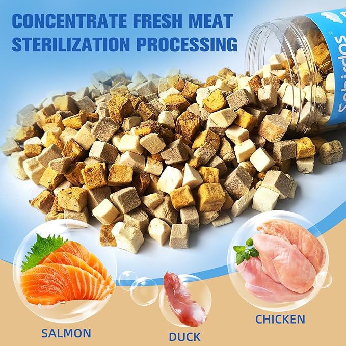 Turtle Treats,3 in 1 Meat Turtle Food,Made with Fresh Meat,Chicken&Duck&Fish Freeze-Dried,Enriched Protein & Vitamins(3.17oz/4.23oz) (4.23oz-3in1)