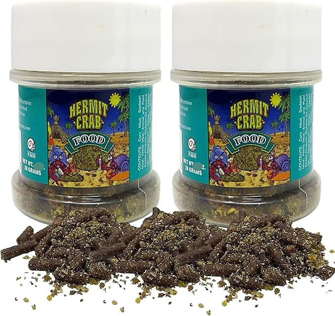 Needzo Hermit Crab Food Bottles for Refill, All in One Natural Supplies and Habitat Necessities for Crabs, Two Ounces Each, 2 Pack