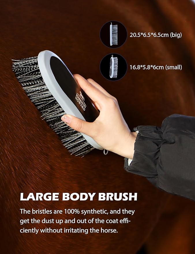 Horse Grooming Kit, 9-Piece Grooming Tools Set for Daily Horse Care – Includes All Essential Tools for Everyday Grooming Black