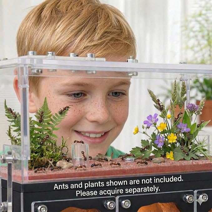 Ant Farm for Live Ants with Inner Lights - Large Viewing Area - Natural Learning Toy - Great Gift