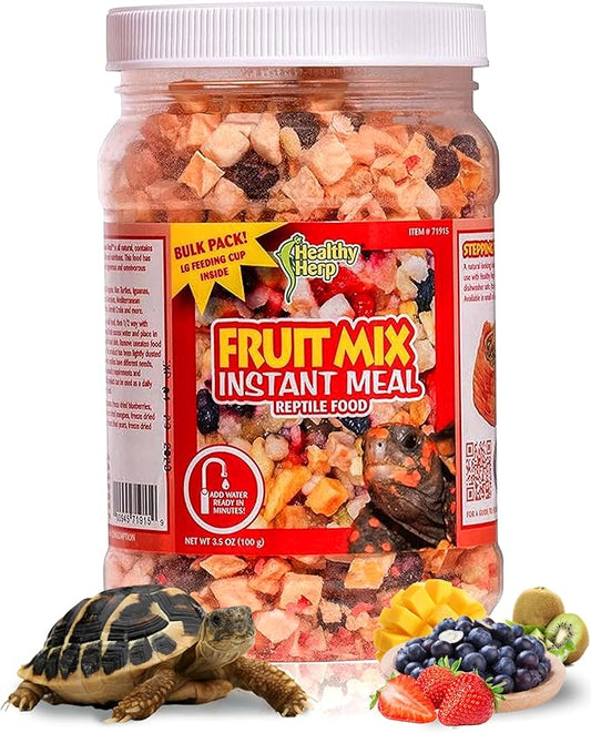 Healthy Herp Fruit Mix Instant Meal Reptile Food - Bearded Dragon Accessories & Bearded Dragon Food - Nutritious Blend for Bearded Dragons, Box Turtles, Tortoises, Hermit Crabs - 3.5 oz (99g)