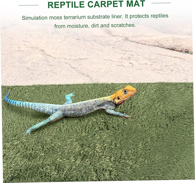 2Pcs Moss Reptile Carpet Liner for Terrarium Breathable Substrate for Lizards Iguanas Tortoises Non Adhesive Soft Reusable Crawler Mats