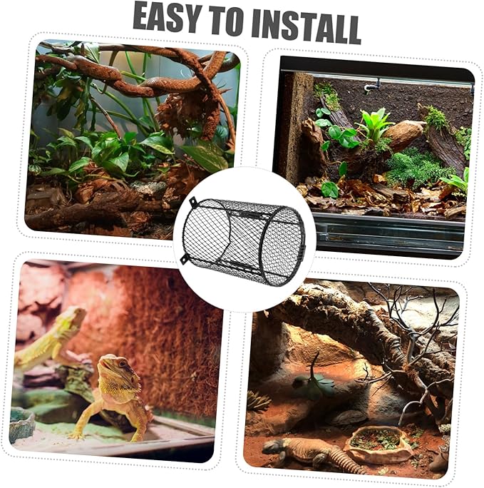 Reptile Heating Lampshade Cover Removable Mesh for Pet Reptiles Ceramic Bulb Protection Cage Guard