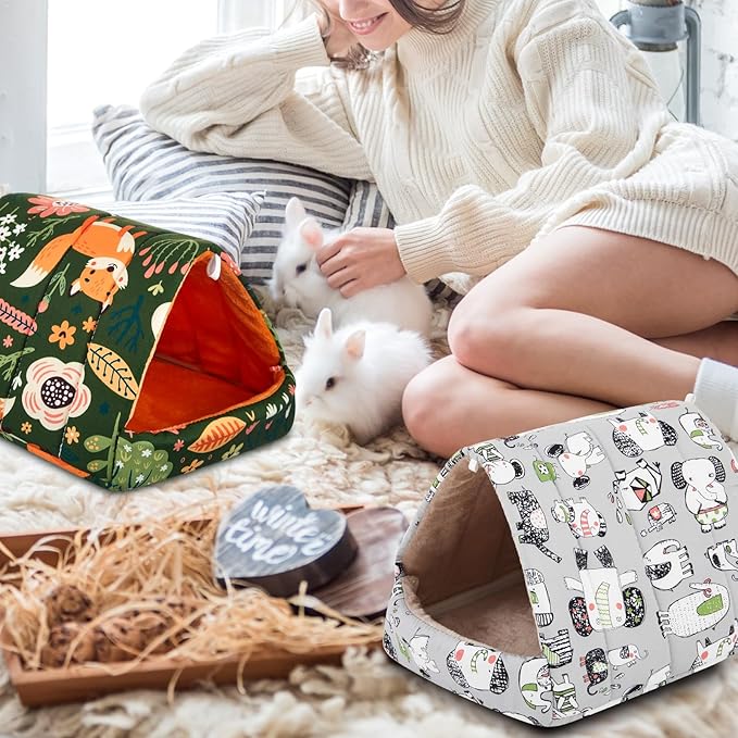 Cinnvoice 8 Pcs Guinea Pig Hideout, Guinea Pig Bed Washable Small Animal Cage Accessories for Bunny Hedgehog Mouse Chinchillas Hamsters Ferrets Rats(9.8 in)