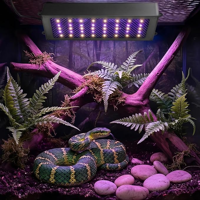 Zingbabu UVB Reptile Light, Dimmable UVA UVB Lamp with Timer & 3 Modes, Adjustable 5.0-20.0 Output, 6500K Daylight LED Reptile Tank Light for Bearded Dragon, Snake, Turtle, 10-40 Gallon (8 INCH)
