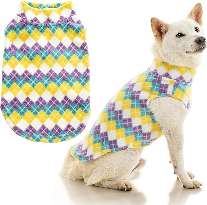 Gooby - Stretch Fleece Vest, Pullover Fleece Vest Jacket Sweater for Dogs, Argyle Blue, X-Small