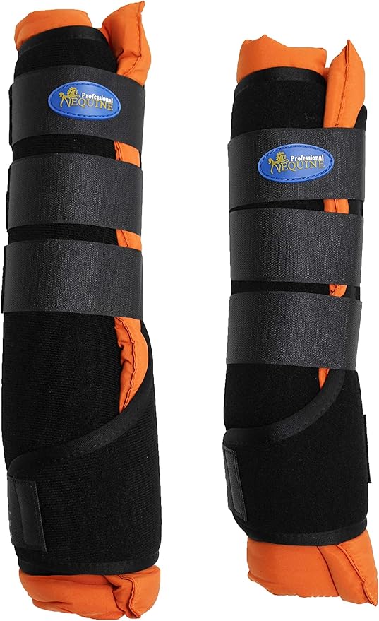 Horse Stable Shipping Boots Wraps Front Rear 4 Pack Leg Hoof Care Orange 4120OR