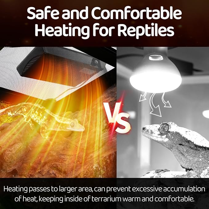 Oiibo Reptile Heating Panel Temperature Adjustable Reptile Heat Panel for Terrariums, Energy Efficient & Non-Light Heater for Reptiles, Snakes, Crested Gecko,Turtles,Leoparaand Amphibians
