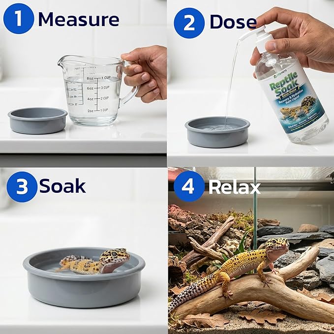 CTWPets Reptile Soak, Electrolyte and Vitamin Bath for Bearded Dragons, Leopard Gecko, Tortoise, Snakes (16oz, Easy Soak)