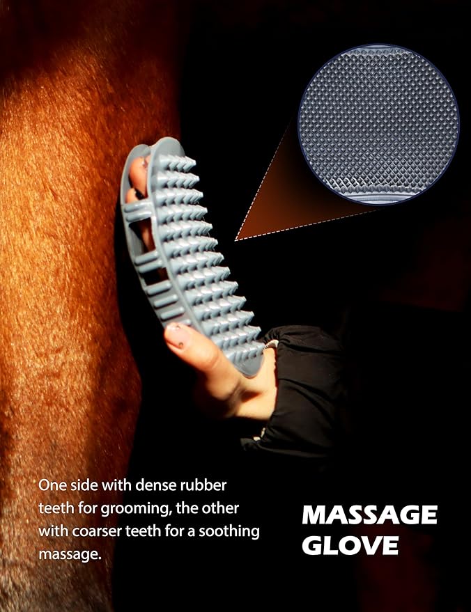 Horse Grooming Kit, 9-Piece Grooming Tools Set for Daily Horse Care – Includes All Essential Tools for Everyday Grooming Black