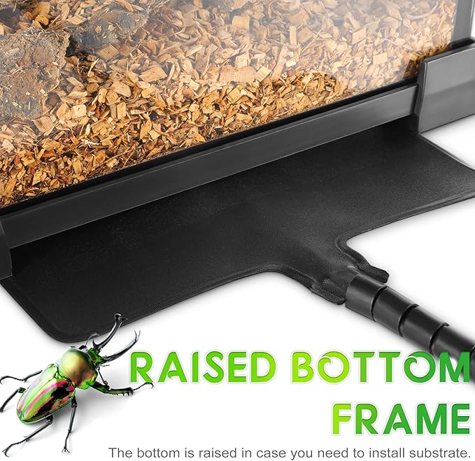14 Gallon 20"x12"x14" Professional Glass Terrarium, Dual Front Doors with Feeding Slot & Heat-Resistant Aluminum Frame, for Juvenile Reptiles Like Sandfish Skinks, Hognose Snakes & Frogs.