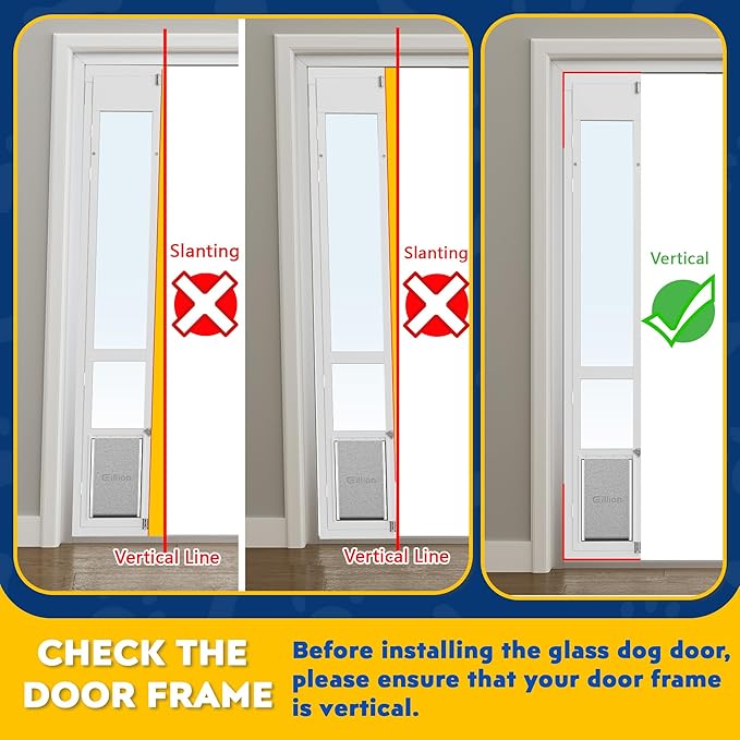 XLarge Dog Door for Sliding Glass Doors, 91 7/16" to 96" Tall, 12.8" Wide, Aluminum Frame, Magnetic Seal, Perfect for X-Large Pets Up to 220 lbs
