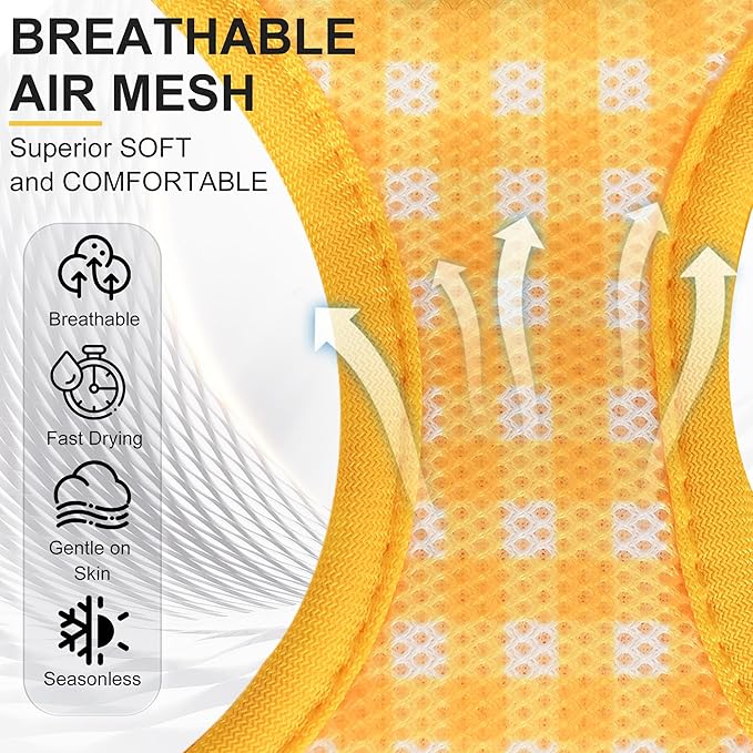 AIITLE No Pull Dog Harness and Leash Set, Step in No Chock Soft Mesh Dog Harnesses Reflective for Extra-Small Puppy Dogs and Cats, Plaid Dog Vest Harness for Pets Yellow XXS