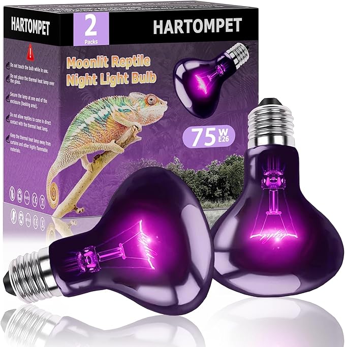 HARTOMPET 75W Reptile Night Light Bulb - Moonlight Night Heat Lamp for Bearded Dragons & Lizards