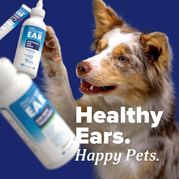 TropiClean HomeVet Medicated Dog Ear Drops, Vet Recommended Daily Dog Ear Cleaner, Fungal & Yeast Treatment, USA Made, 2 oz