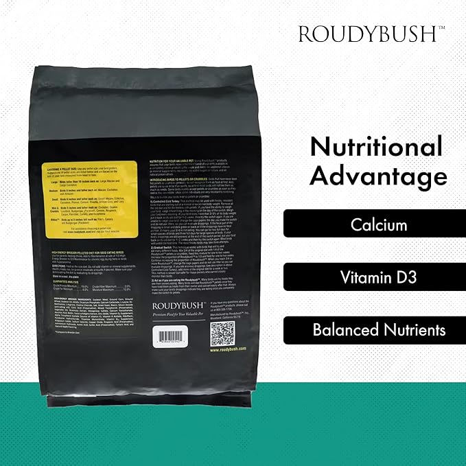 Roudybush High Energy Breeder Food for Breeding & Weaning Birds - Scientifically Formulated Bird Feed - Bird Food Pellets w/ Corn, Wheat, Soy - Nutritious & Healthy Feed for Birds (Small, 25lb)