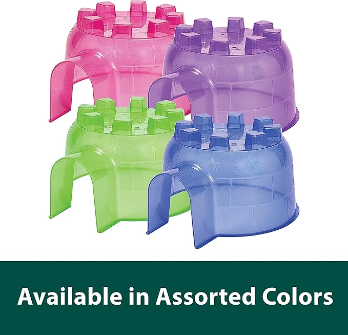 Kaytee Igloo Habitat Hideout for Pet Guinea Pigs, Ferrets, Dwarf Rabbits, Chinchillas, and Other Small Animals, Assorted Colors, Large (Pack of 2)