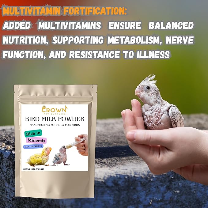 Baby Hand Feeding Formula Milk Powder Rich in Minerals & Multivitamins for Lovebirds, Parrots, Parakeets, Cockatiels, Conures, Cockatoos, and Macaws