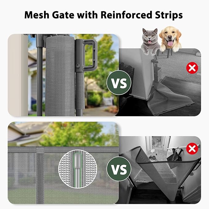 250" Extra Wide Retractable Baby Gates, Reinforced 21ft Large Baby Gate Retractable Pet Gates for Wide Openings, 48" Extra Tall Pet Gate Outdoor Retractable Gate, Long Dog Gate Retractable Fence, Gray