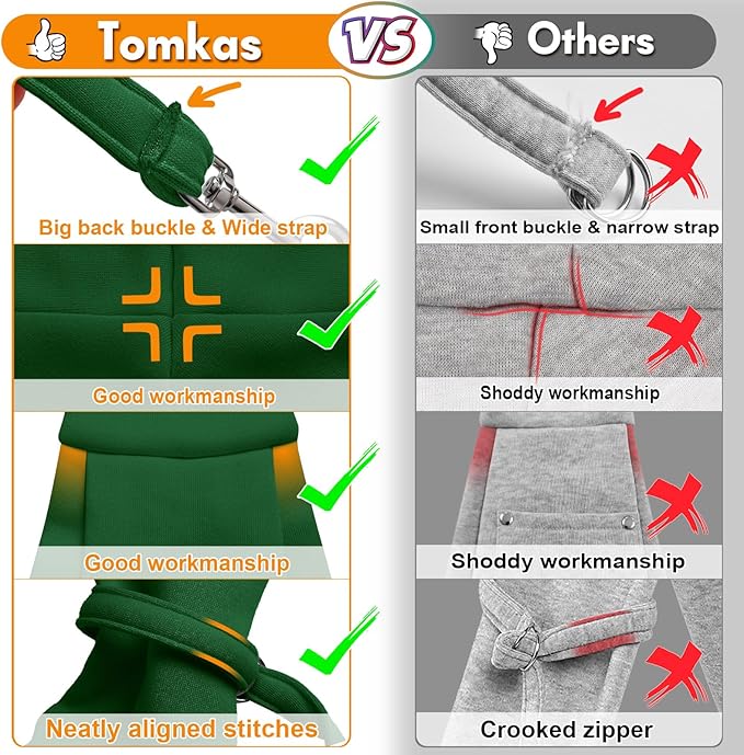 Tomkas Small Dog Sling Carrier - Zipper Pocket & Adjustable Strap & Zip Pocket - for 3-10 lbs Pets (Emerald Green, M - Classic Pocket & Classic Strap)