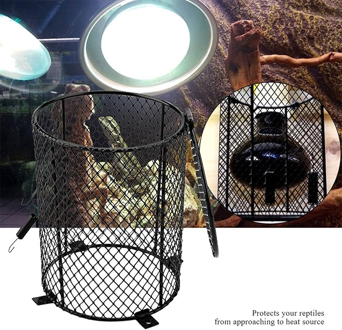 Zunate Reptile AntiScald Lampshade, Metal Reptile Cover Reptile Heating Bulb Guard for Day Lights/Reptile Lamps/Heating Lamp Ect Pet Lampshade (Round)