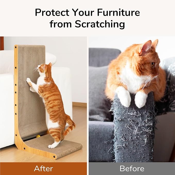 FUKUMARU Cat Scratcher for Indoor Cats, 32.7 Inch L Shaped Cat Scratch Pad - Image 6