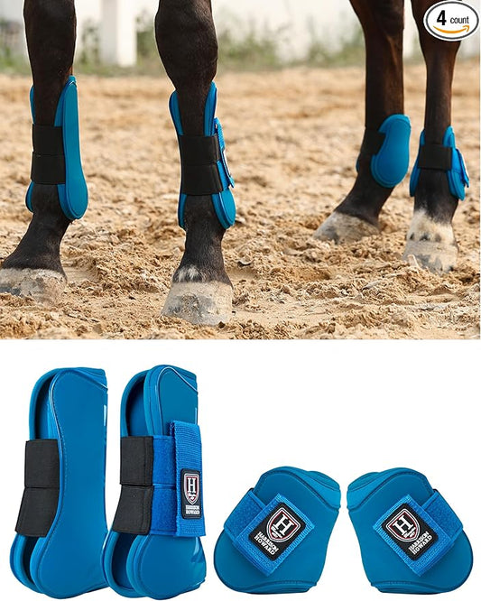 Harrison Howard Horse Tendon Boots Open Front/Fetlock Boot for Horse Protective Boots for Jumping, Trail Riding Set of 4