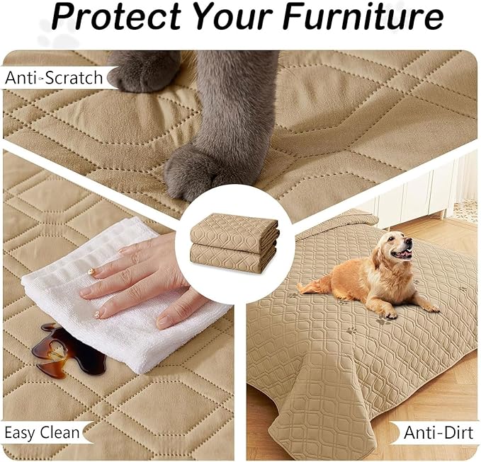hyha Waterproof Dog Bed Blanket, Soft Pet Blankets, Waterproof Couch Cover for Dogs, Reversible Sofa Covers Washable for Furniture (30x70 Inch, Camel/Camel)