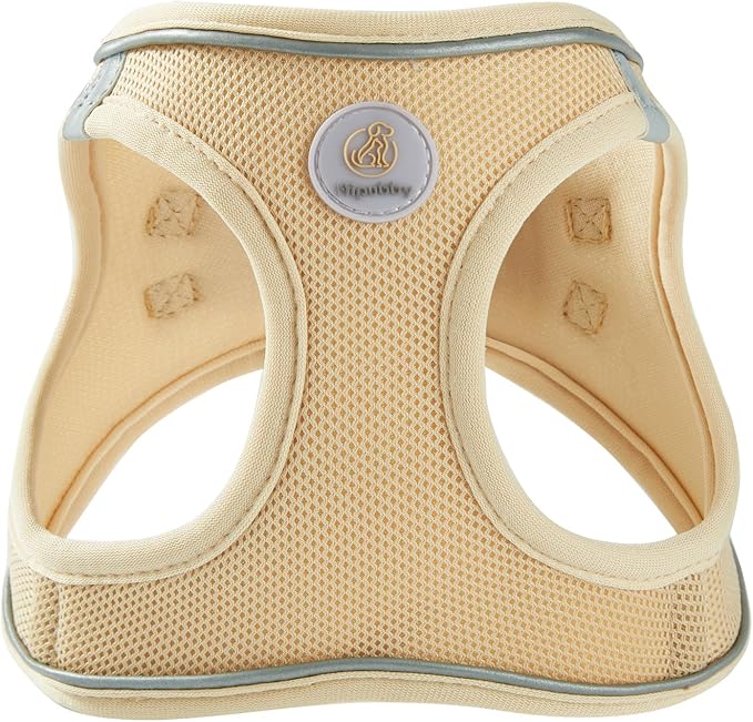 Hipubby Dog Harness and Leash Set, No Pull Soft Mesh Puppy Harness for Small Medium Dogs, Cats - Step in Reflective Breathable Lightweight Vest Harness for Walking, Training - Khaki, XXS