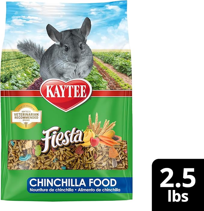 Kaytee Fiesta Chinchilla Food,Nutritious and Fun Blend,Supports Dental Health and Digestion,2.5 pounds,(Pack of 2)