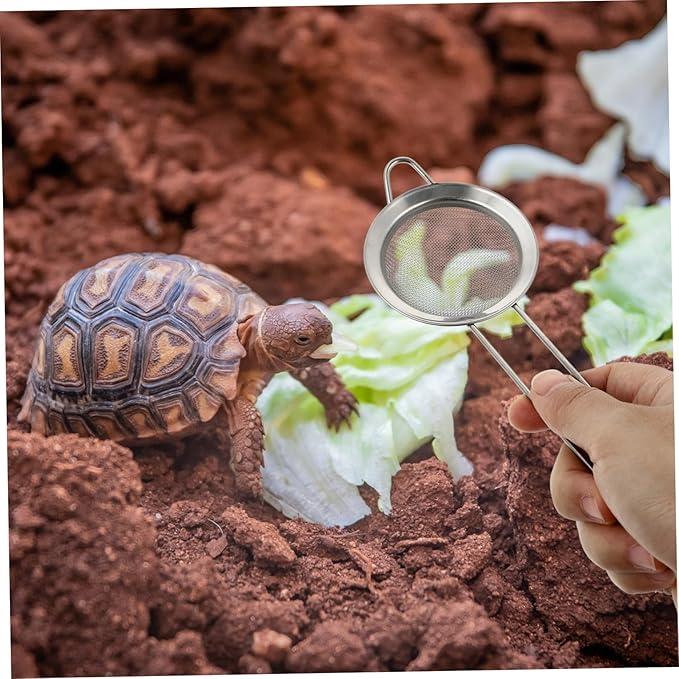 Sosoport 2pcs Metal Reptile Sand Scoop Fine Mesh Litter Cleaner for Easy Excrement Removal Terrariums and Aquariums for Tortoise and Reptile Care