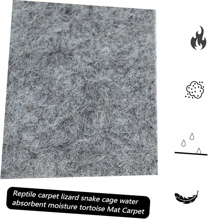 COLLBATH Terrarium Liner Reptile Carpet Mat Grey Water Absorbent Bedding for Turtles Snakes Lizards Easy to Clean Moisture Retaining Substrate