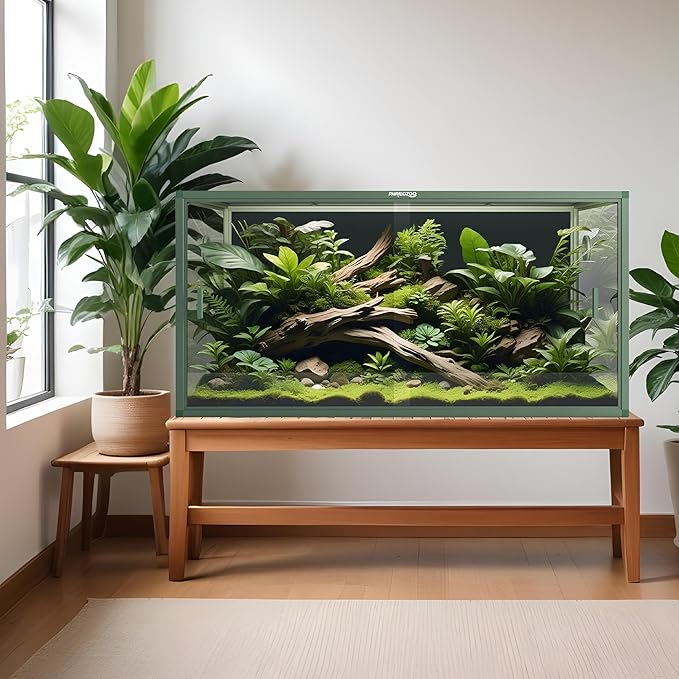 Phailozoo 120 Gallon Bearded Dragon Tank, Stackable Reptile Enclosure with Front Sliding Tempered Glass Doors, Easy Assembly Aluminum Frame Reptile Tank for Snake & Lizard