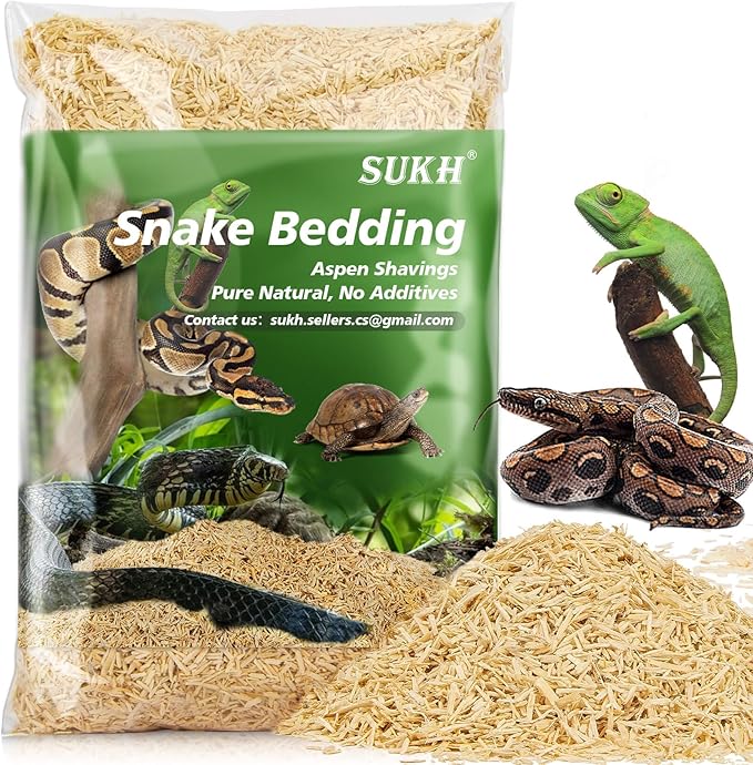 Sukh 14OZ Natural Aspen Shavings Reptile Bedding, Soft Wood Shavings Terrarium & Tank Substrate, Nesting Material for Snake, Lizard, Tortoise, Small Animal, Rabbit, Chicken & Bird