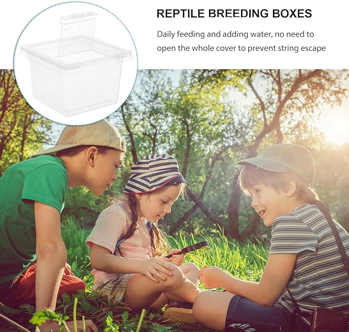 Mipcase Transparent Reptile Breeding Box 2.7In Small Feeding Cage Tank for Snakes Lizards Spiders Geckos and Insects with Secure Lid for Safe Habitat