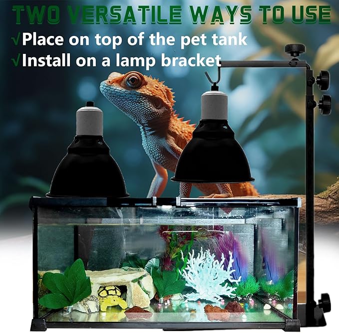 BNOSDM Reptile Light Fixture,5.5 Inch Shallow Dome Reptiles Heat Lamp Fixture for UVB UVA Bulb,Heat Basking Bulb,Optical Reflection Heat Lamp Fixtures for Reptile Amphibian Tank Terrariums